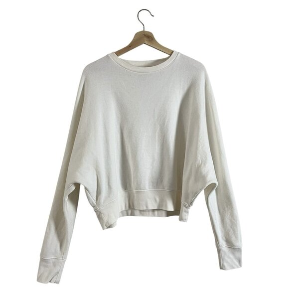 J.CREW Vintage Fleece Sweatshirt Medium Off White Dolman Sleeve Supercozy AB711 - Picture 1 of 8
